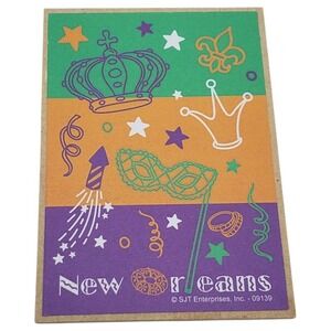 New Orleans Mardi Gras Fridge Magnet Crown Mask Fleur‎ de Lis Firework Festive